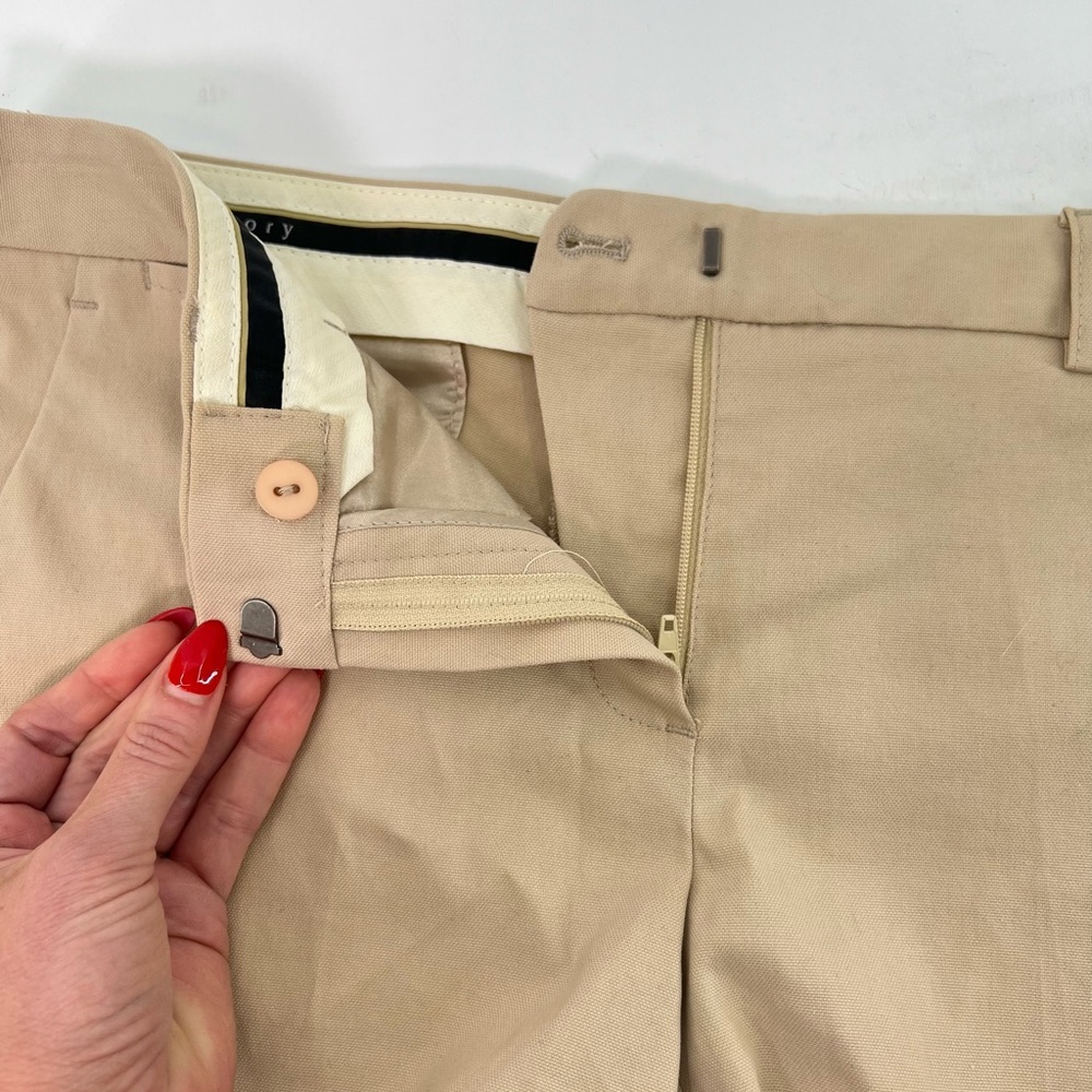 Theory Tan Khaki Bennie Tailored Shorts Pockets Preppy 6 Six - Picture 6 of 11